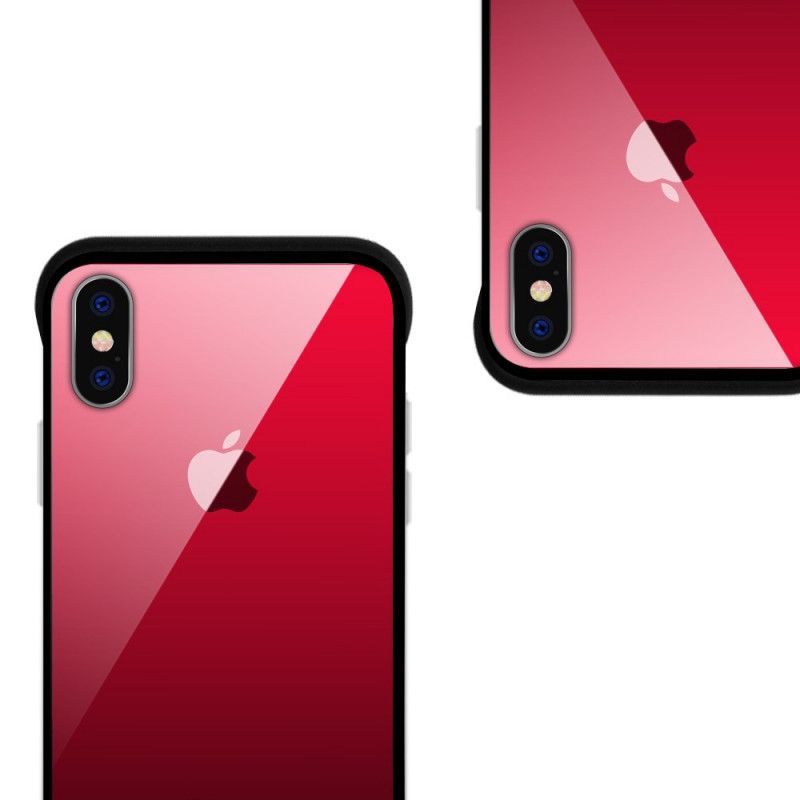 Hoesje iPhone XS Roze Rood Nxe Gehard Glas Kleuren