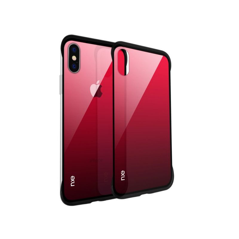 Hoesje iPhone XS Roze Rood Nxe Gehard Glas Kleuren