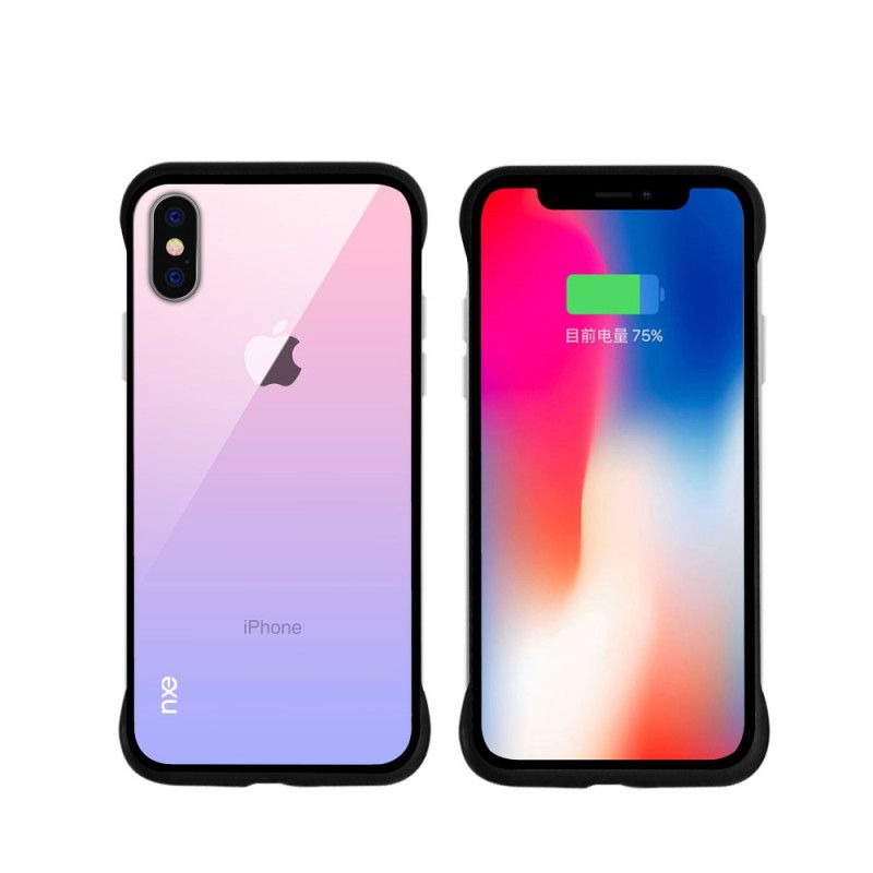 Hoesje iPhone XS Roze Rood Nxe Gehard Glas Kleuren