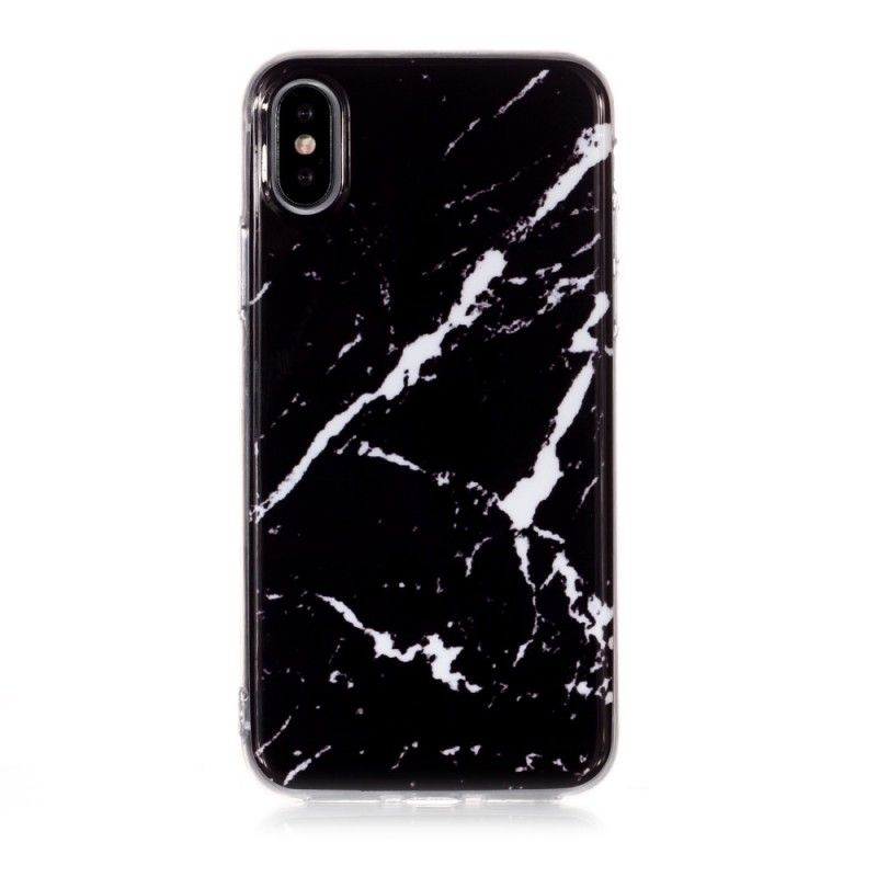 Hoesje iPhone XS Telefoonhoesje Zwart En Wit Marmer