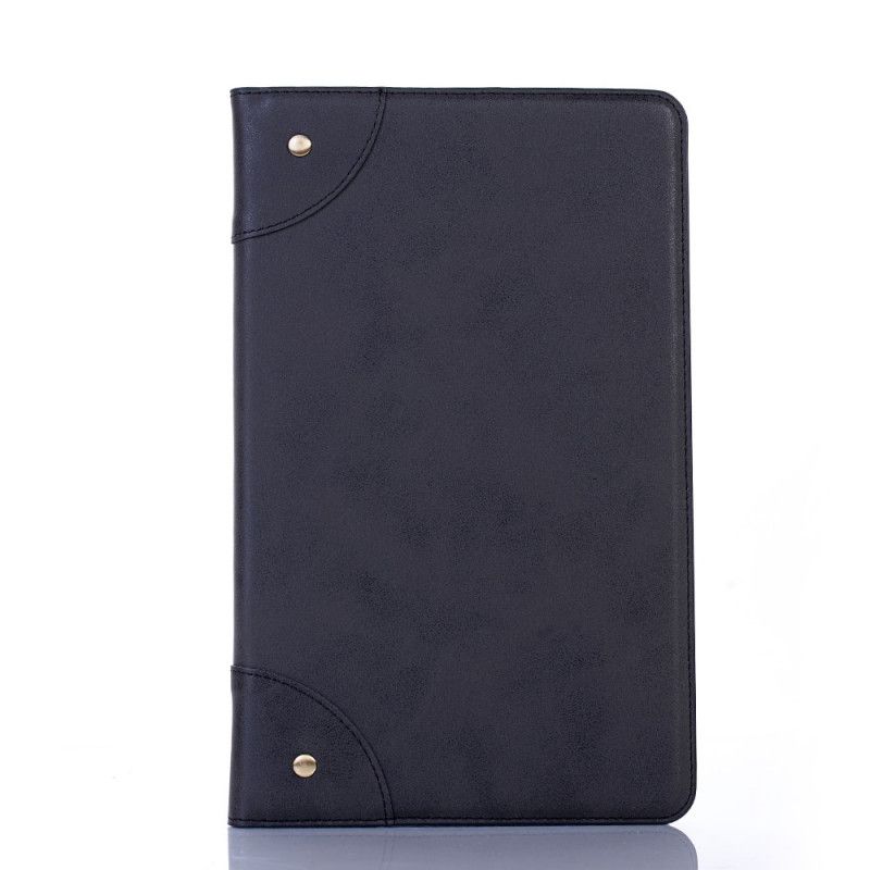 Case Samsung Galaxy Tab A 10.1 (2019) Grijs Zwart Telefoonhoesje Vintage Kunstleer Klinknagels