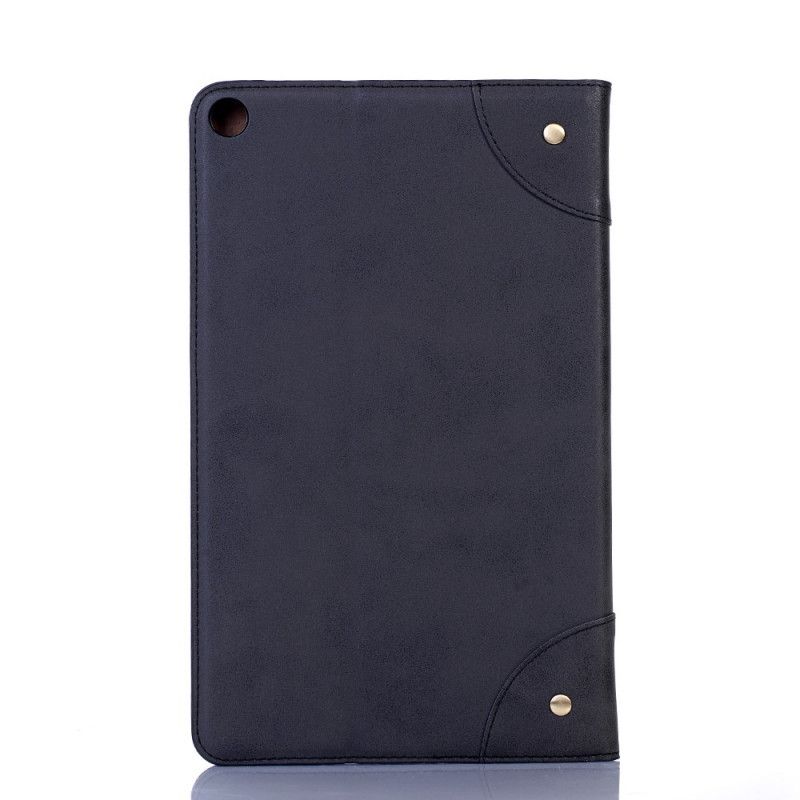 Case Samsung Galaxy Tab A 10.1 (2019) Grijs Zwart Telefoonhoesje Vintage Kunstleer Klinknagels