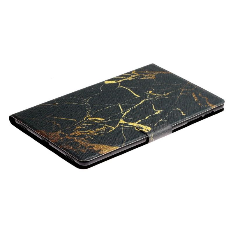 Cover Folio-hoesje Samsung Galaxy Tab A 10.1 (2019) Wit Zwart Telefoonhoesje Marmeren Dessin