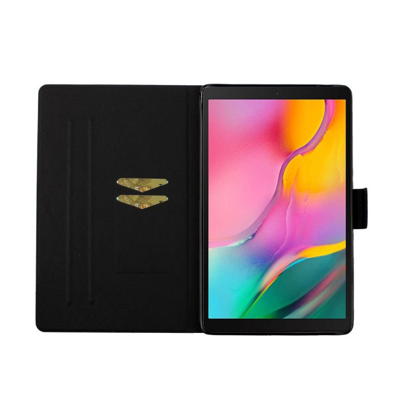 Cover Folio-hoesje Samsung Galaxy Tab A 10.1 (2019) Wit Zwart Telefoonhoesje Marmeren Dessin