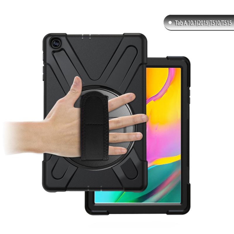 Cover Hoesje Samsung Galaxy Tab A 10.1 (2019) Rood Zwart Telefoonhoesje Ultrabestendig X Ontwerp