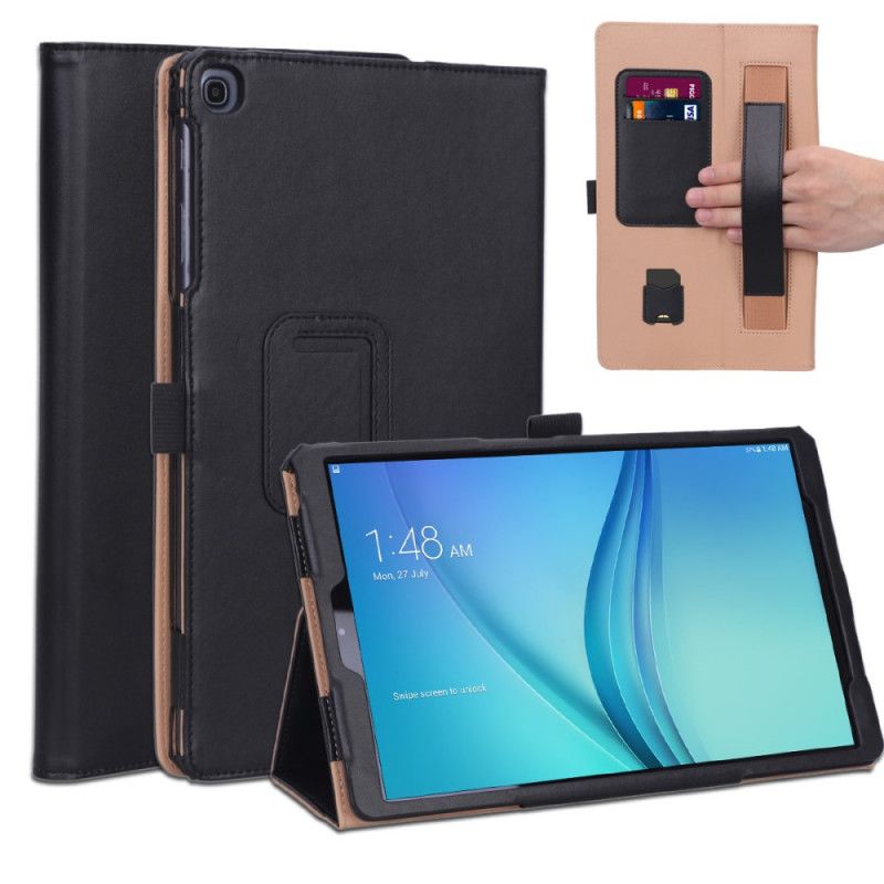 Cover Samsung Galaxy Tab A 10.1 (2019) Rood Zwart Lederen Stijl Met Riem