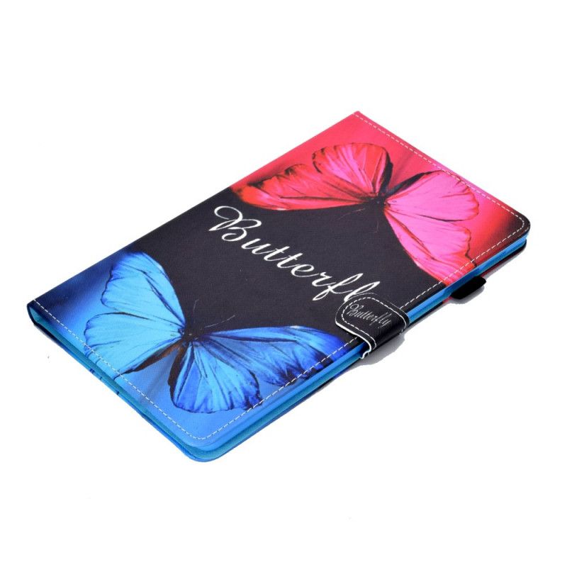 Flip Case Leren Samsung Galaxy Tab A 10.1 (2019) Geel Zwart Geweldige Vlinders