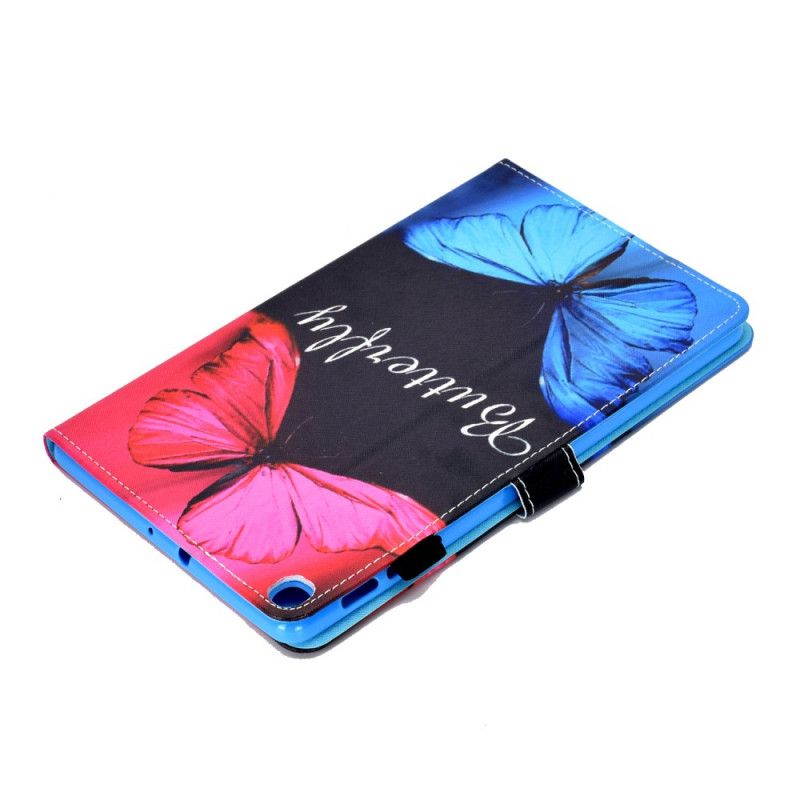 Flip Case Leren Samsung Galaxy Tab A 10.1 (2019) Geel Zwart Geweldige Vlinders