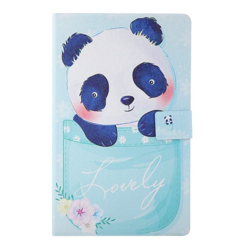 Flip Case Leren Samsung Galaxy Tab A 10.1 (2019) Lichtblauw Groen Mooie Panda