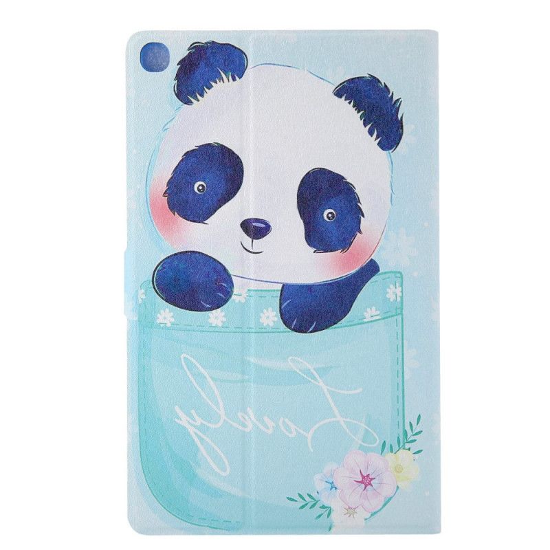 Flip Case Leren Samsung Galaxy Tab A 10.1 (2019) Lichtblauw Groen Mooie Panda