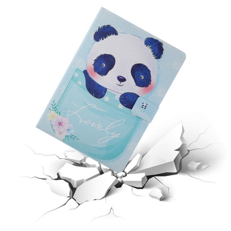 Flip Case Leren Samsung Galaxy Tab A 10.1 (2019) Lichtblauw Groen Mooie Panda