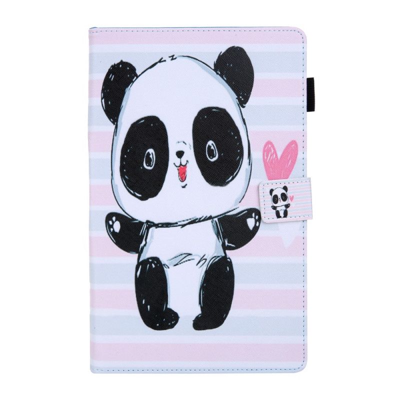 Flip Case Leren Samsung Galaxy Tab A 10.1 (2019) Magenta Wit Alleen Panda'S