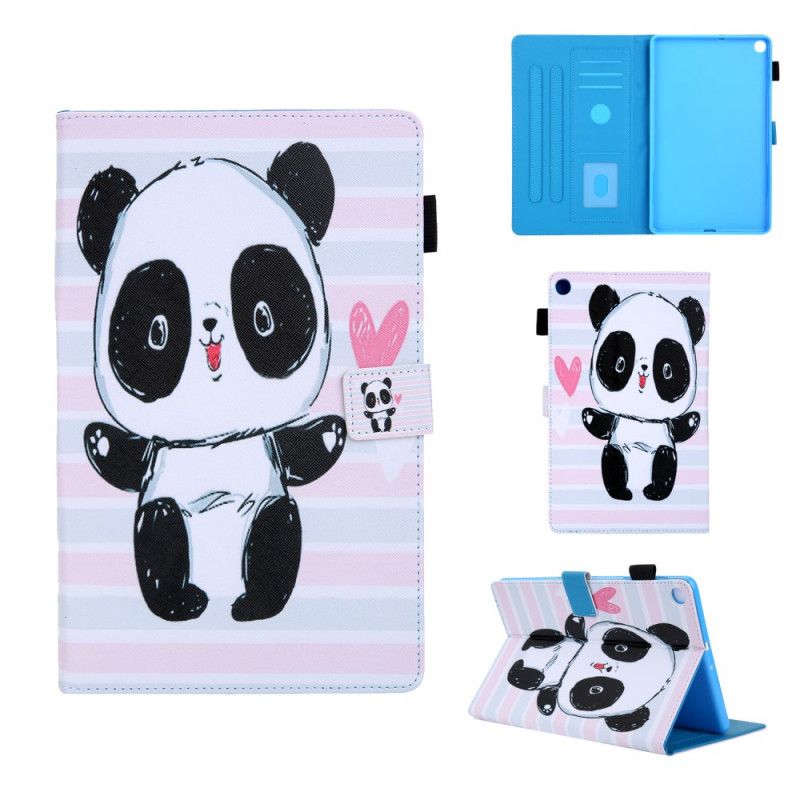 Flip Case Leren Samsung Galaxy Tab A 10.1 (2019) Magenta Wit Alleen Panda'S