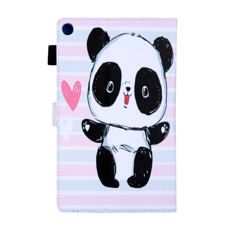 Flip Case Leren Samsung Galaxy Tab A 10.1 (2019) Magenta Wit Alleen Panda'S