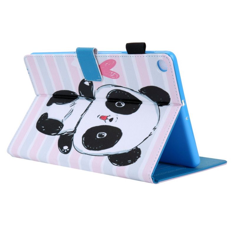 Flip Case Leren Samsung Galaxy Tab A 10.1 (2019) Magenta Wit Alleen Panda'S