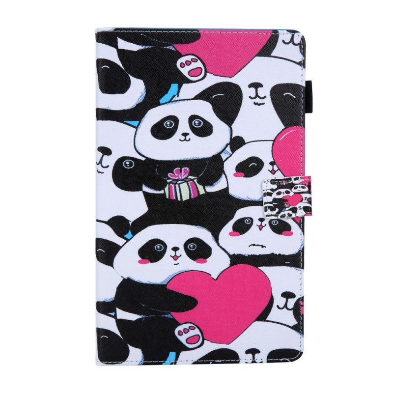 Flip Case Leren Samsung Galaxy Tab A 10.1 (2019) Magenta Wit Alleen Panda'S