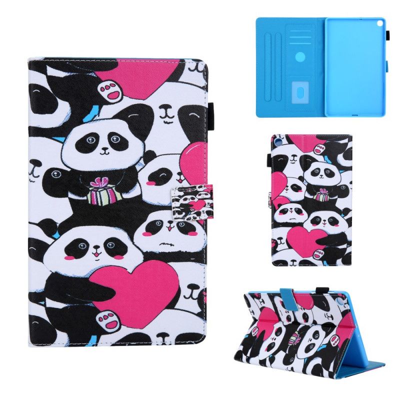 Flip Case Leren Samsung Galaxy Tab A 10.1 (2019) Magenta Wit Alleen Panda'S