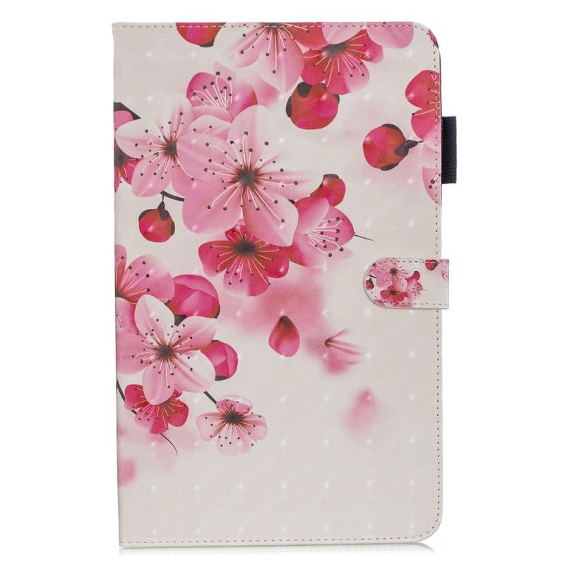 Leren Hoesje Samsung Galaxy Tab A 10.1 (2019) Roze Wit Telefoonhoesje Bloemenontdekking