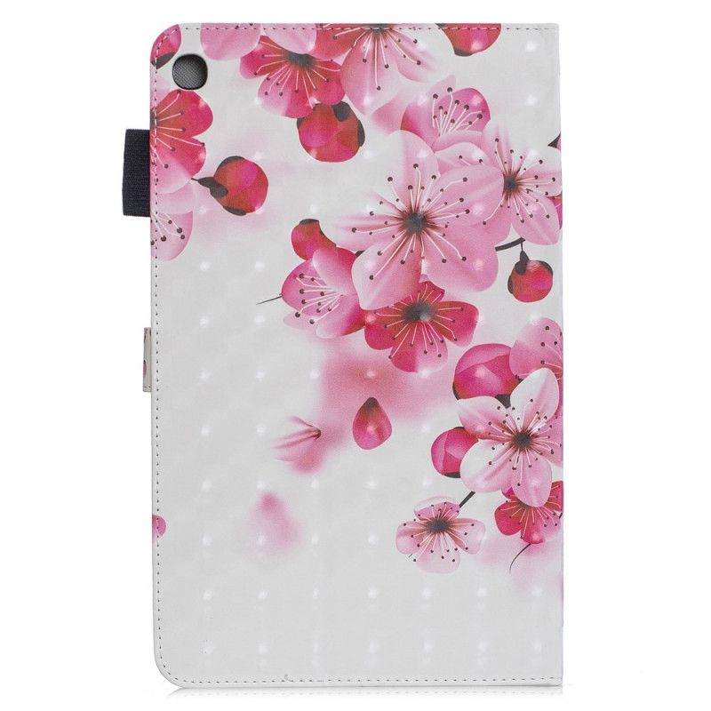 Leren Hoesje Samsung Galaxy Tab A 10.1 (2019) Roze Wit Telefoonhoesje Bloemenontdekking