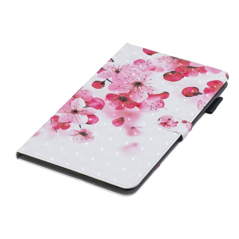 Leren Hoesje Samsung Galaxy Tab A 10.1 (2019) Roze Wit Telefoonhoesje Bloemenontdekking