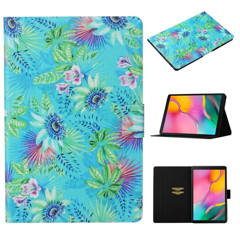 Leren Hoesje Samsung Galaxy Tab A 10.1 (2019) Telefoonhoesje Bloemen En Bladeren