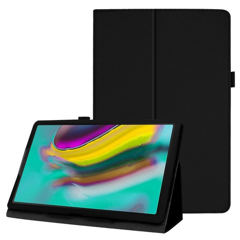 Leren Hoesje Samsung Galaxy Tab A 10.1 (2019) Wit Zwart 2 Litchi Kunstlederen Flappen