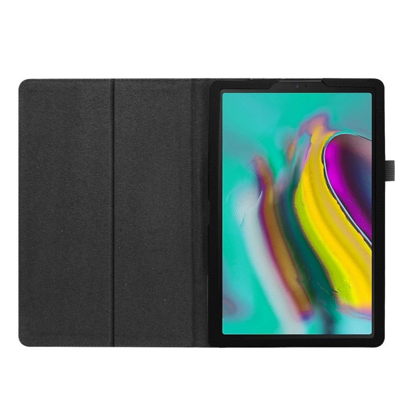 Leren Hoesje Samsung Galaxy Tab A 10.1 (2019) Wit Zwart 2 Litchi Kunstlederen Flappen