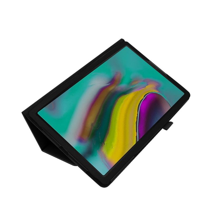 Leren Hoesje Samsung Galaxy Tab A 10.1 (2019) Wit Zwart 2 Litchi Kunstlederen Flappen