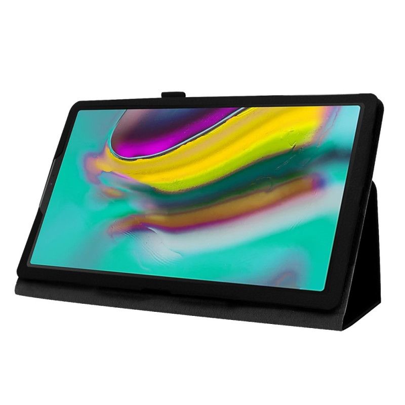 Leren Hoesje Samsung Galaxy Tab A 10.1 (2019) Wit Zwart 2 Litchi Kunstlederen Flappen