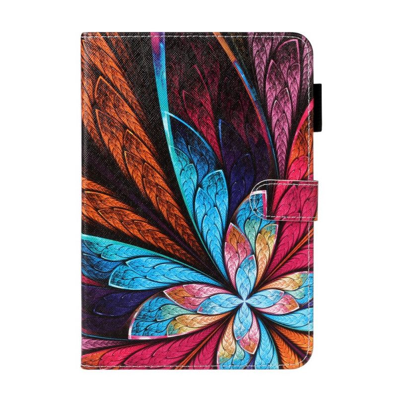 Leren Hoesje Samsung Galaxy Tab A 10.1 (2019) Wit Zwart Bloemen