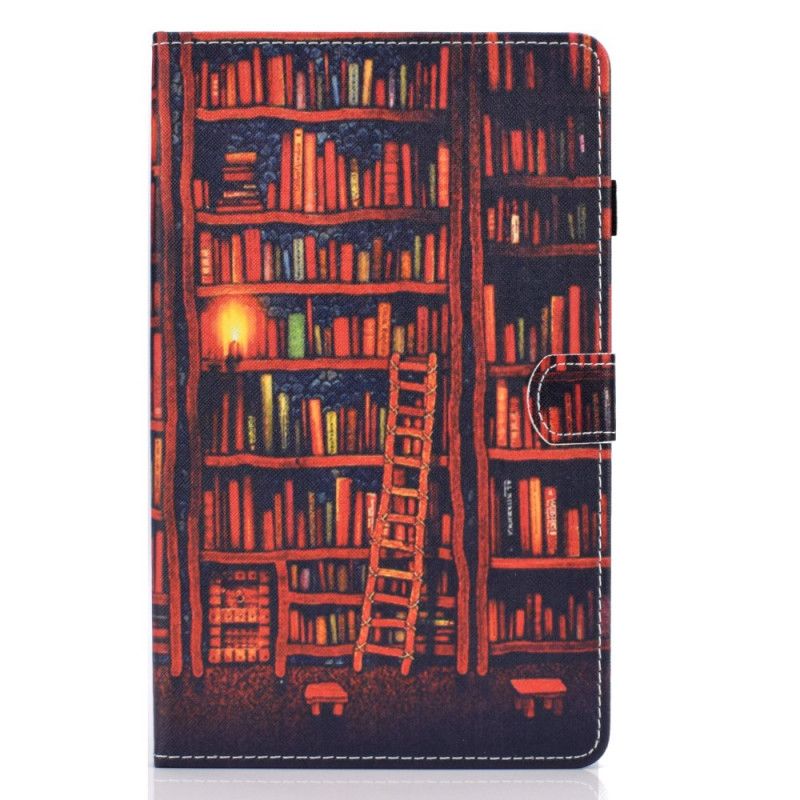 Leren Hoesje voor Samsung Galaxy Tab A 10.1 (2019) Donkerrood Bruin Bibliotheek