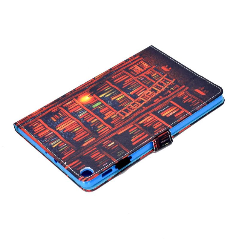 Leren Hoesje voor Samsung Galaxy Tab A 10.1 (2019) Donkerrood Bruin Bibliotheek