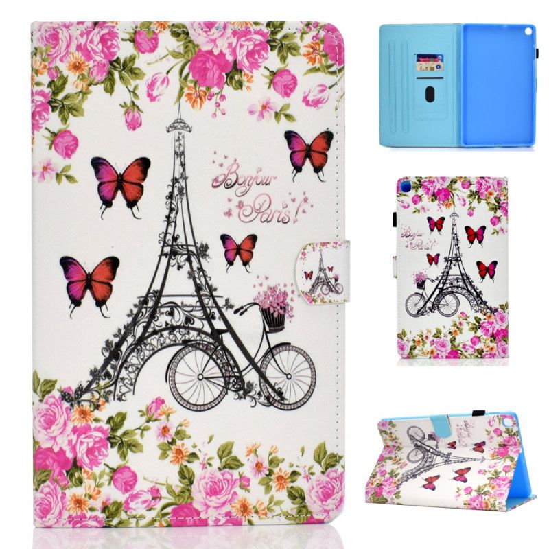 Leren Hoesje voor Samsung Galaxy Tab A 10.1 (2019) Fiets Eiffeltoren