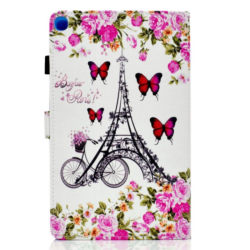 Leren Hoesje voor Samsung Galaxy Tab A 10.1 (2019) Fiets Eiffeltoren