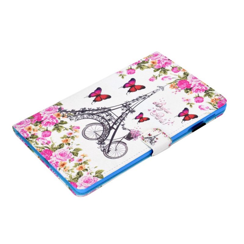 Leren Hoesje voor Samsung Galaxy Tab A 10.1 (2019) Fiets Eiffeltoren