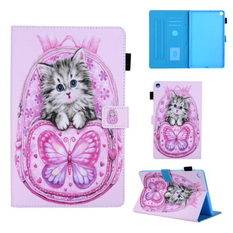 Leren Hoesje voor Samsung Galaxy Tab A 10.1 (2019) Roze Magenta Alleen Katten