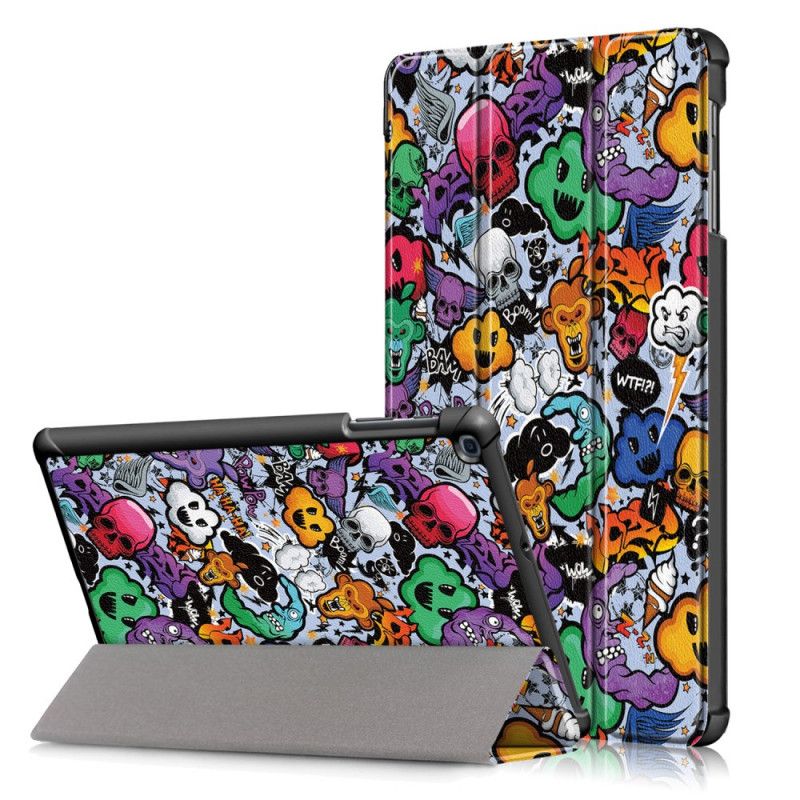 Smartcase Samsung Galaxy Tab A 10.1 (2019) Paars Rood Verstevigde Graffiti