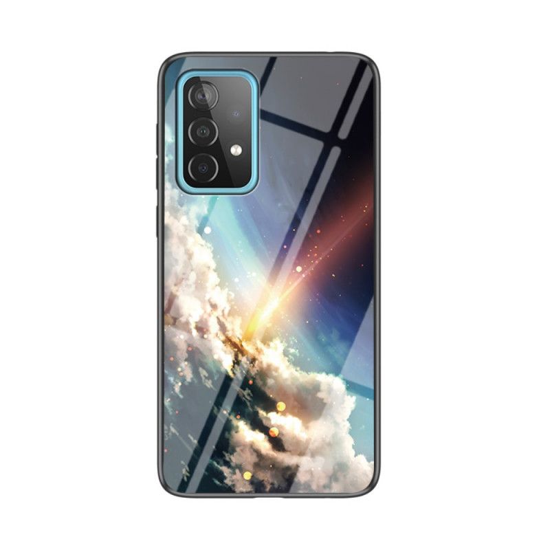 Case Hoesje Samsung Galaxy A52 4G / A52 5G Grijs Wit Telefoonhoesje Schoonheid Gehard Glas