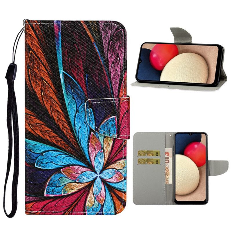 Cover Folio-hoesje Samsung Galaxy A52 4G / A52 5G Telefoonhoesje Gekleurde Bladeren Met Riem