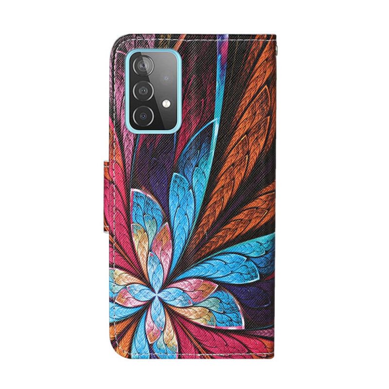 Cover Folio-hoesje Samsung Galaxy A52 4G / A52 5G Telefoonhoesje Gekleurde Bladeren Met Riem