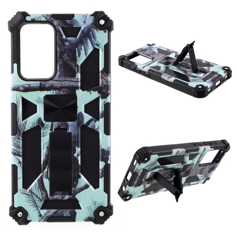 Cover Hoesje Samsung Galaxy A52 4G / A52 5G Donkerblauw Groen Telefoonhoesje Camouflage Verwijderbare Media