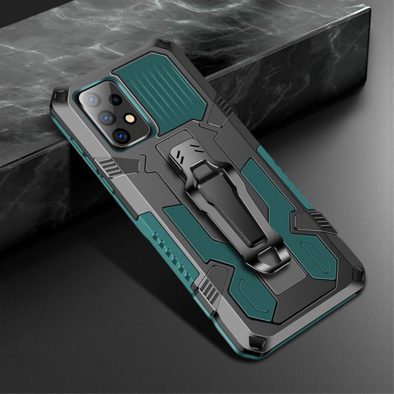 Cover Hoesje Samsung Galaxy A52 4G / A52 5G Grijs Zwart Telefoonhoesje Verwijderbare Cliphouder