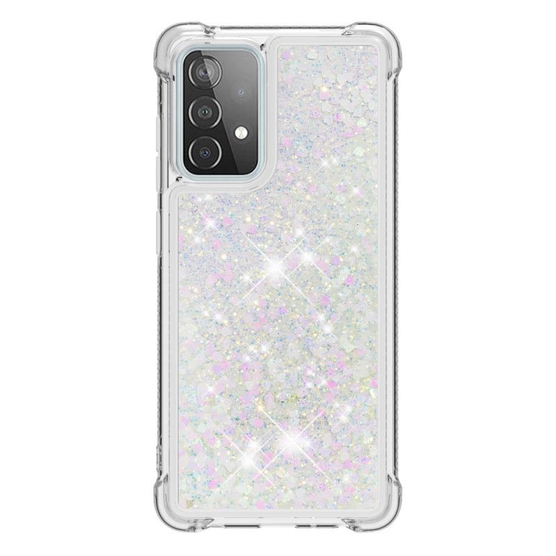 Cover Hoesje Samsung Galaxy A52 4G / A52 5G Rood Wit Telefoonhoesje Verlangen Glitter