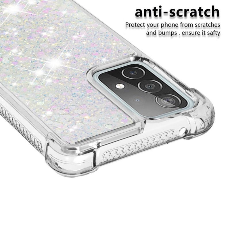 Cover Hoesje Samsung Galaxy A52 4G / A52 5G Rood Wit Telefoonhoesje Verlangen Glitter