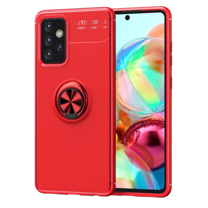 Cover Hoesje Samsung Galaxy A52 4G / A52 5G Rood Zwart Telefoonhoesje Roterende Ring