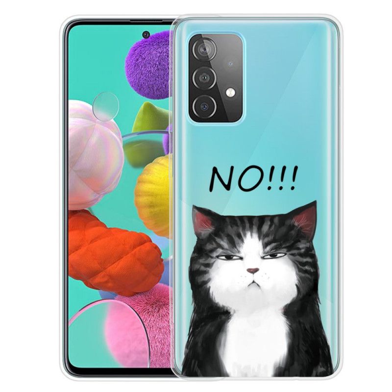 Cover Hoesje Samsung Galaxy A52 4G / A52 5G Telefoonhoesje De Kat Die Nee Zegt