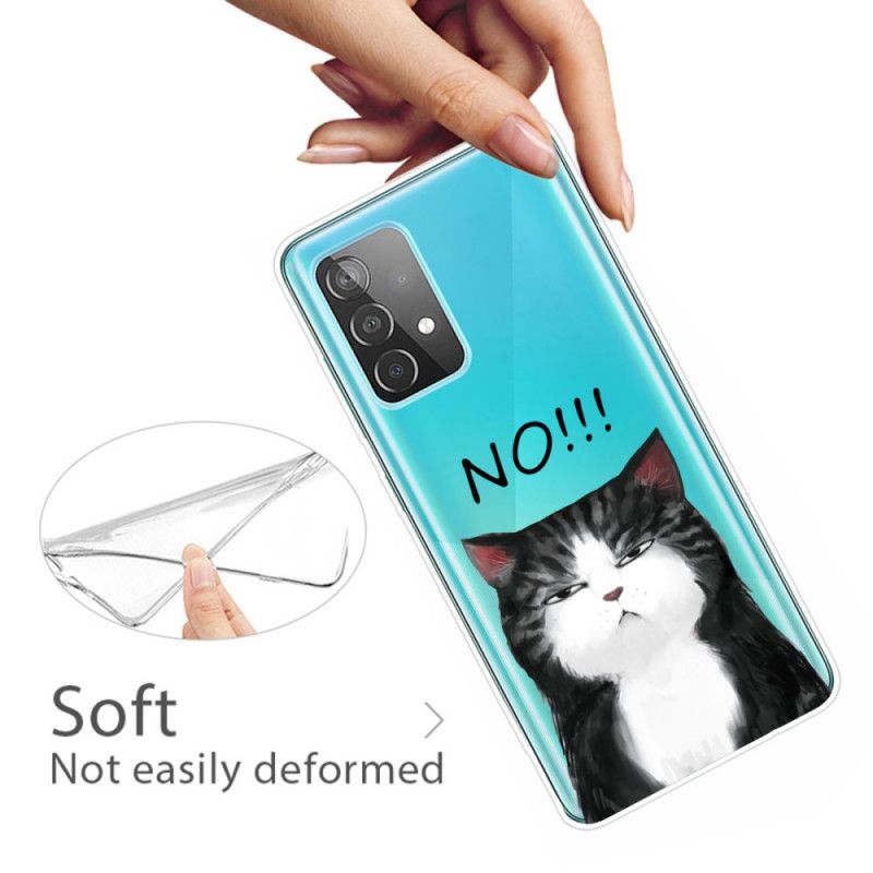 Cover Hoesje Samsung Galaxy A52 4G / A52 5G Telefoonhoesje De Kat Die Nee Zegt