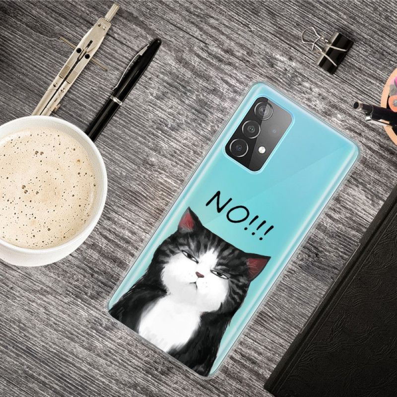 Cover Hoesje Samsung Galaxy A52 4G / A52 5G Telefoonhoesje De Kat Die Nee Zegt