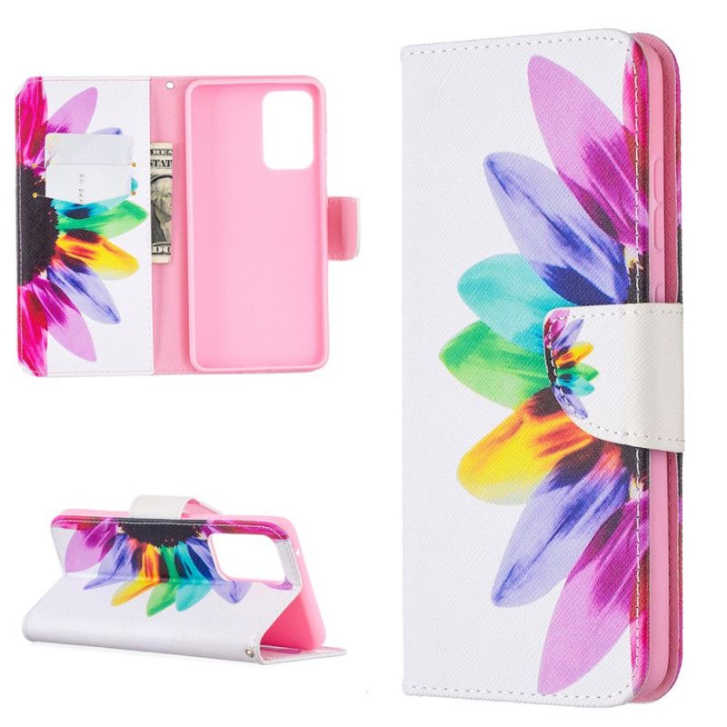 Flip Case Leren Samsung Galaxy A52 4G / A52 5G Aquarelbloem