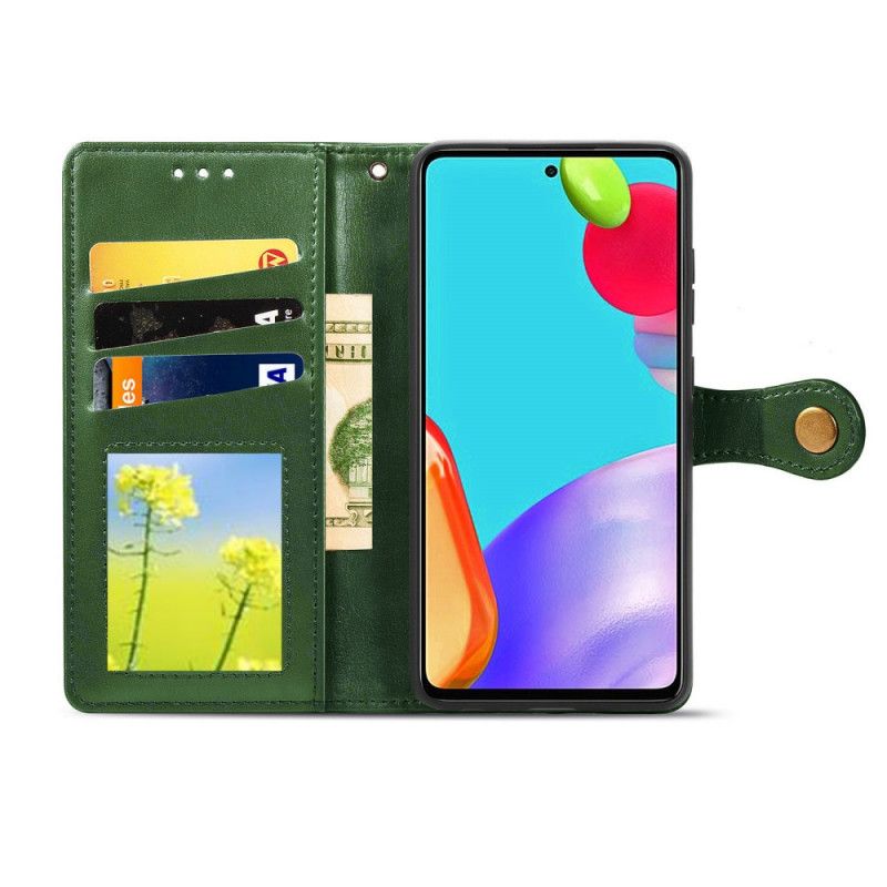 Flip Case Leren Samsung Galaxy A52 4G / A52 5G Rood Zwart Kunstleer En Vintage Sluiting